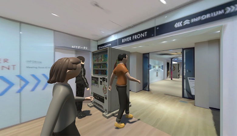 図6：オフィスのデジタルツイン内で自動販売機の設置位置の検討を行う様子