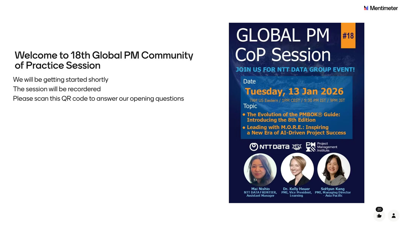 Welcome to 18th Global PM Community of Practice Session