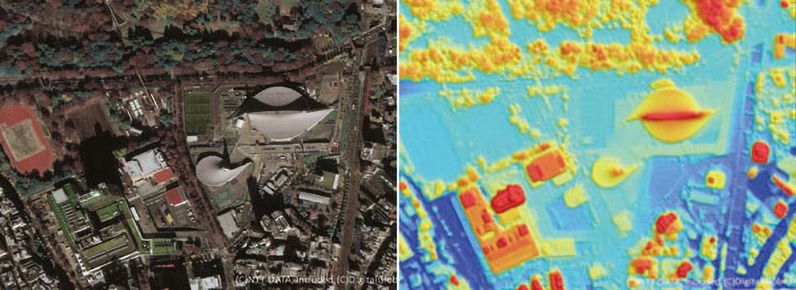 代々木周辺の3D地図とオルソ画像 ©NTT DATA, Included ©Maxar Technologies,Inc.