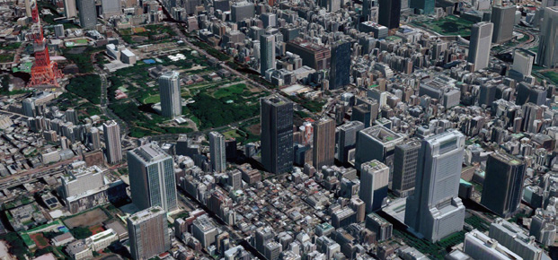 東京都港区のビルディング3D地図