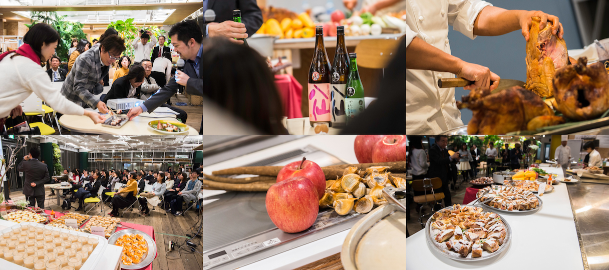 プラットフォームあおもりの「Local to Local」のコンセプトに沿い、東京のイベント会場には、青森県とイタリア ピエモンテ州の食材と、それらを用いた料理が用意された