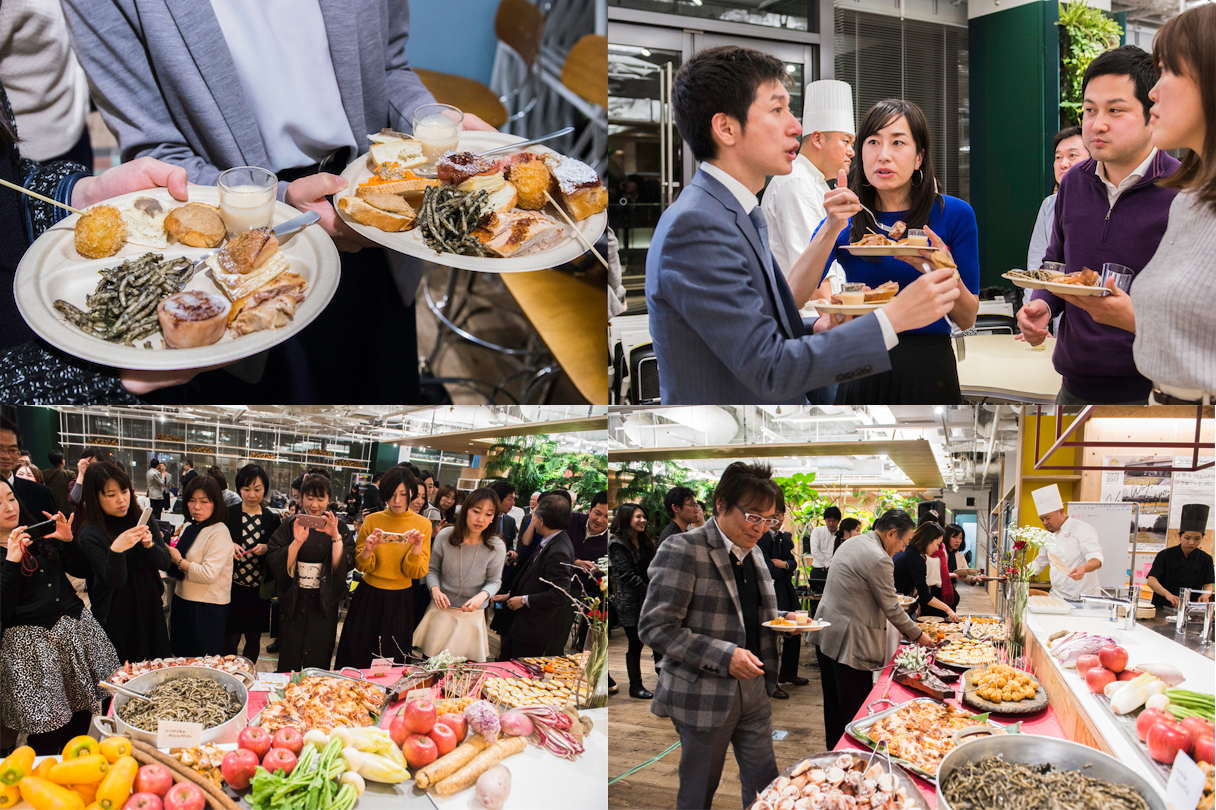 東京会場では、イベント終了後に懇親会が催され、イベント紹介された食材・料理の多くを来場者全員が味わった